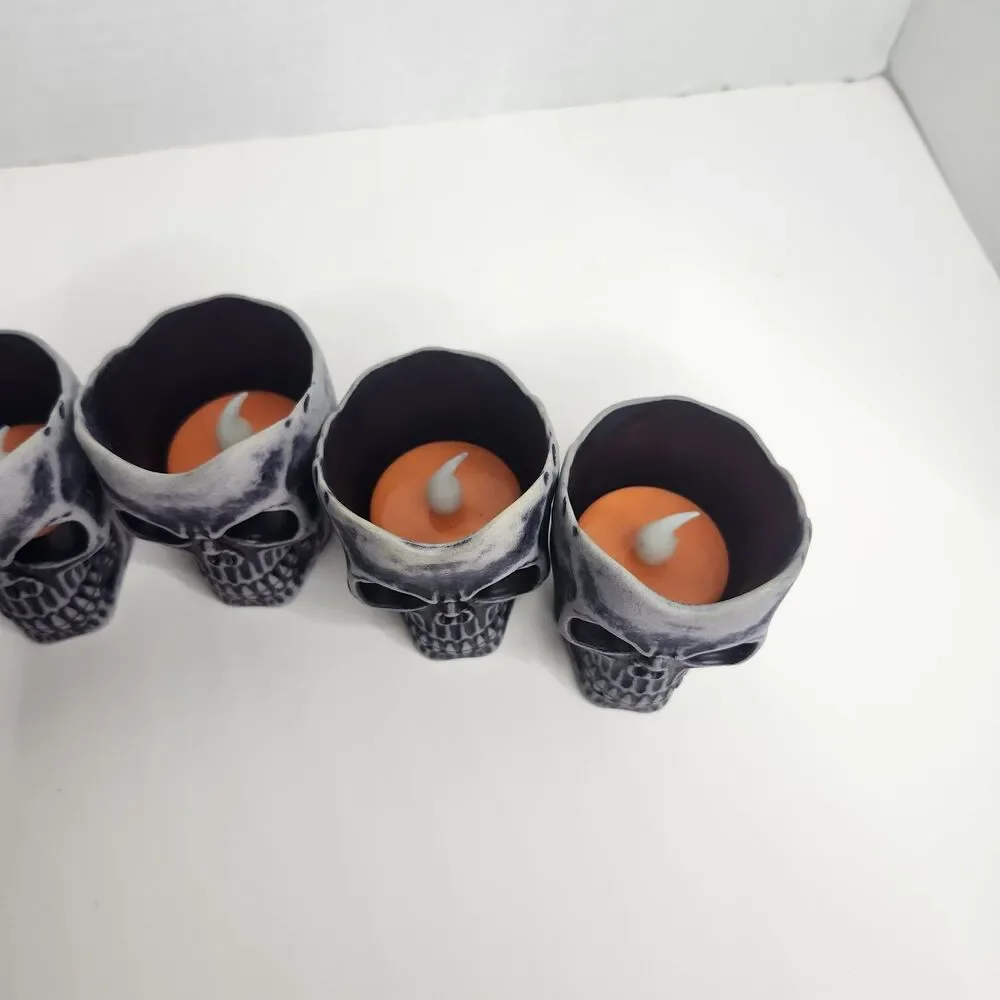 Lot Of 6 Skull Tea Lights